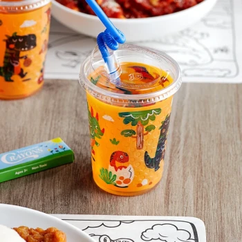 Choice Dinosaur Print Kid's Cup with Lid and Straw 12 oz. - 250/Case