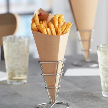Carnival King 15 oz. Kraft Square Cardboard Fry Cone - 500/Case