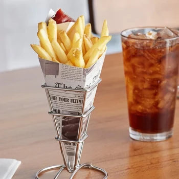 Carnival King 10 oz. News Print Square Cardboard Fry Cone - 500/Case