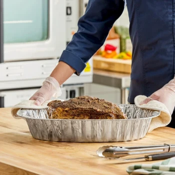 Western Plastics 18" x 14" x 3" Oval Foil Roast Pan - 50/Case