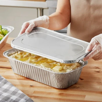 Choice 1/3 Size Foil Steam Table Pan Deep 3 5/16" Depth with Lid - 20/Pack