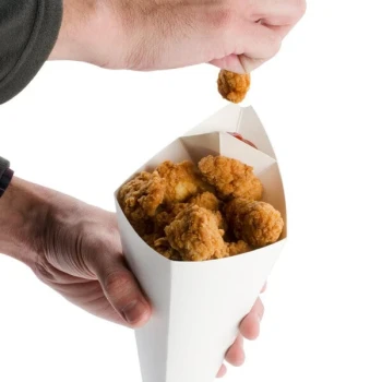 American Metalcraft SQFBCN20 20 oz. Square Cardboard Fry Cone - 100/Pack