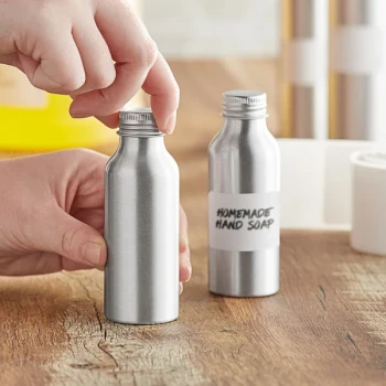 100 mL Silver Aluminum Bottle with Lid - 200/Case