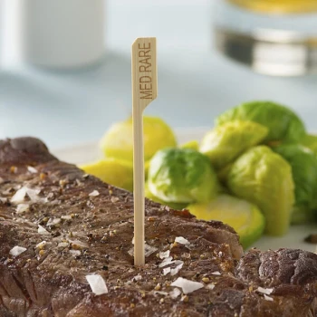 EcoChoice Compostable 3 1/2" Bamboo "Medium Rare" Meat Marker - 1,000/Case