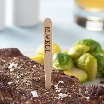 EcoChoice Compostable 3 1/2" Wooden "Medium Well" Meat Marker - 1,000/Pack