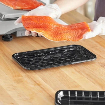 CKF 86616 (#10S) 10 3/4" x 5 15/16" x 11/16" Black PET Plastic Meat Tray - 300/Case
