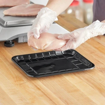 CKF 86613 (#8S) 10 1/8" x 8" x 11/16" Black PET Plastic Meat Tray - 300/Case