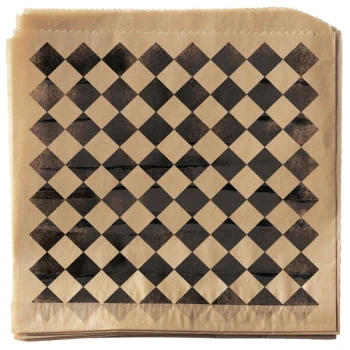 Get Enterprises P-BKC-77-BR 7" x 7" Black Checker Double-Open Bag - 2,000/Case