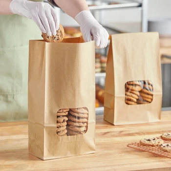 Bagcraft 7 1/2" x 4 1/4" x 14 5/8" Natural Tortilla Chip / Snack Bag with Window - 250/Case