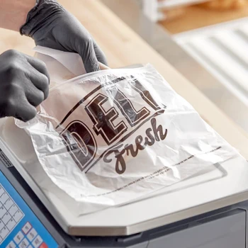 InnoPak 10" x 8" Printed "Deli Fresh" HDPE Plastic Deli Saddle Bag with Slide Seal - 1,000/Case
