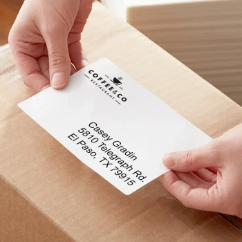 Lavex 4" x 6" White Thermal Transfer Permanent Fanfold Label Stack - 3/Case