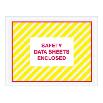 Lavex 4 1/2" x 6" 2 Mil Yellow and Red Full Face Printed Polyethylene Safety Data Sheets Envelope - 1,000/Case
