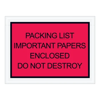 Lavex 4 1/2" x 6" 2 Mil Red Full Face Printed Polyethylene Packing List / Important Envelope - 1,000/Case