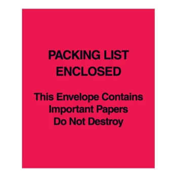 Lavex 5" x 6" 2 Mil Red Full Face Printed Paper Packing List Envelope - 1,000/Case