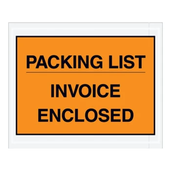 Lavex 4 1/2" x 5 1/2" 2 Mil Orange Full Face Printed Polyethylene Packing List / Invoice Enclosed Envelope - 1,000/Case