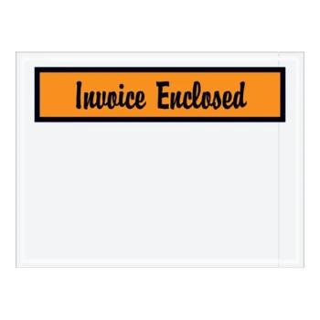 Lavex 4 1/2" x 6" 2 Mil Orange Panel Face Printed Polyethylene Invoice Enclosed Script Envelope - 1,000/Case