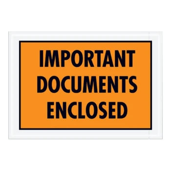 Lavex 5 1/4" x 7 1/2" 2 Mil Orange Full Face Printed Polyethylene Important Documents Enclosed Envelope - 1,000/Case