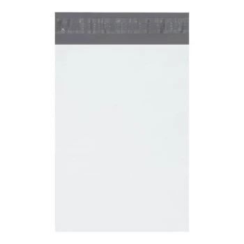 Lavex 7 1/2" x 10 1/2" 2.5 Mil White Perforated Polyethylene Mailer with Tamper-Evident Adhesive Closure - 100/Pack