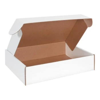 Lavex 18" x 12" x 4" White Deluxe Corrugated Mailer with Front Locking Tabs - 25/Case