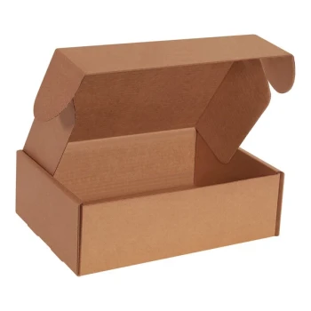 Lavex 12 1/8" x 9 1/4" x 4" Kraft Deluxe Corrugated Mailer with Front Locking Tabs - 50/Case