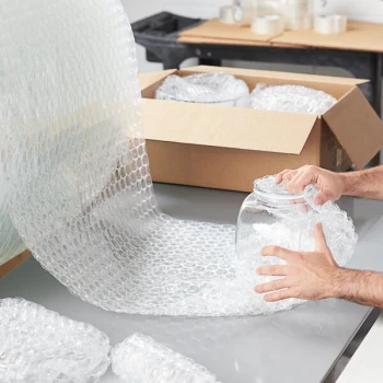 Lavex 24" x 100' Medium 5/16" Parcel Ready Perforated Bubble Roll