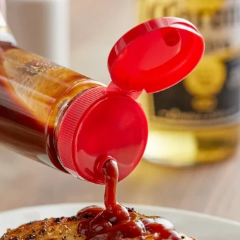 38/400 Red Plastic Flip Top Lid with Heat Induction Seal Liner - 1,700/Case