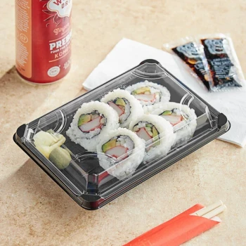World Centric Clear PLA Sushi Takeout Container with Lid 7" x 5" x 2" - 300/Case