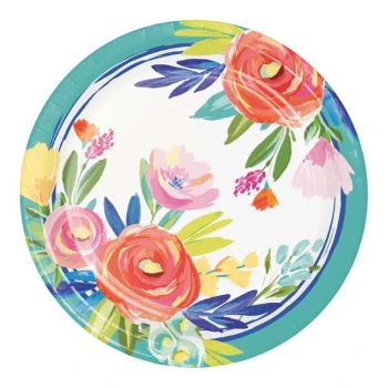 Creative Converting 9" Round Fragrant Floral Paper Plate - 96/Case