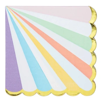 Creative Converting Pastel Celebrations 12 7/8" x 12 7/8" Square 3-Ply 1/4 Fold Paper Luncheon Napkin with Gold Scalloped Edge - 192/Case