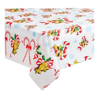 Table Mate 54" x 108" Candy Canes Plastic Table Cover - 24/Case