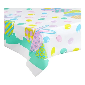 Table Mate 54" x 108" Easter Eggs Plastic Table Cover - 24/Case