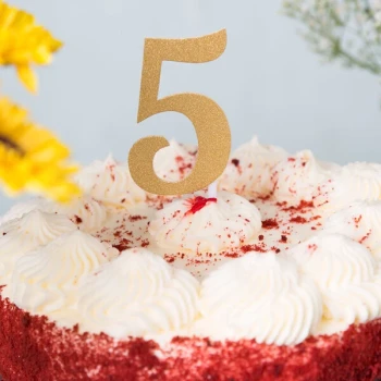 Creative Converting 324547 Gold Glitter "5" Cake Topper - 12/Case