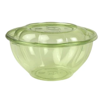 Eco-Products Veridian 32 oz. Compostable Green PLA Plastic Salad Bowl with Lid - 150/Case