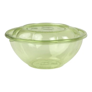Eco-Products Veridian 24 oz. Compostable Green PLA Plastic Salad Bowl with Lid - 150/Case