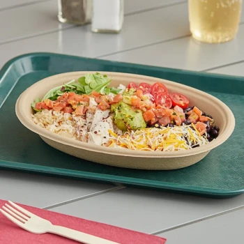 Tellus Products 32 oz. Compostable Fiber Oval Bowl - 300/Case