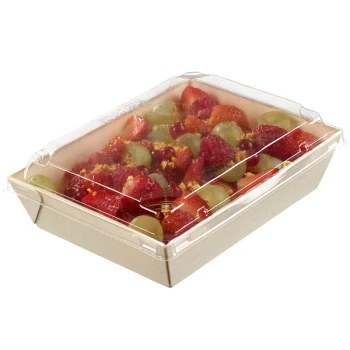 Solia 7 5/16" x 5 5/16" Laminated Wooden Punnet with Clear Plastic Lid - 200/Case