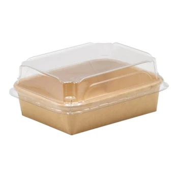 VerTerra 6" x 5" x 2" Paperboard Kraft Tray with PET Lid - 200/Case