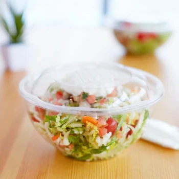 Eco-Products EP-SB24 24 oz. Clear Compostable Plastic Salad Bowl with Lid - 150/Case