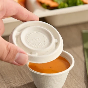 World Centric Compostable Fiber Lid with Leaf Plus for 2 oz. Fiber Portion Cup - 2,000/Case
