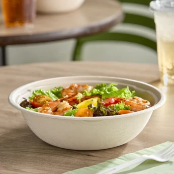 World Centric 32 oz. Compostable Wide Fiber Take-Out Bowl - 300/Case