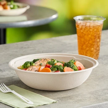 World Centric 48 oz. Compostable Fiber Take-Out Bowl - 300/Case