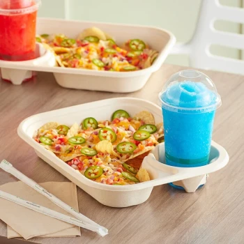 World Centric 13" x 10" Compostable Fiber 1-Cup Carrier with Tray - 200/Case