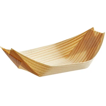 TableCraft Disposable Wood Boat 4 1/2" x 2 5/8" 1.5 oz. - 50/Pack
