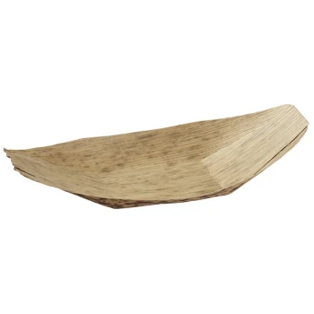 Solia VO13010 4 1/4" x 2 1/2" x 1 1/4" Bamboo Leaf Boat Dish - 1,000/Case