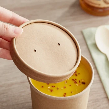 Choice 6-16 oz. Kraft Paper Soup / Hot Food Cup Vented Lid - 50/Pack