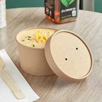 Choice 12 oz. Kraft Poly-Coated Paper Food Cup with Vented Paper Lid - 250/Case