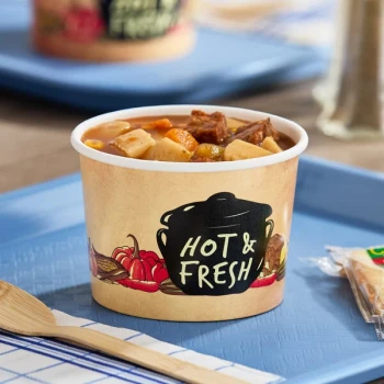 Choice 12 oz. Medley Double Poly-Coated Paper Soup / Hot Food Cup - 50/Pack