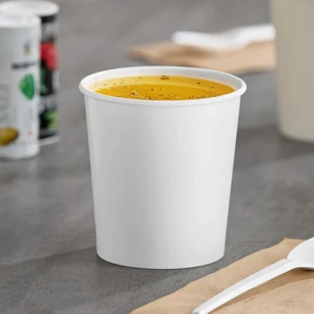 Choice 16 oz. White Double Poly-Coated Paper Food Cup - 50/Pack