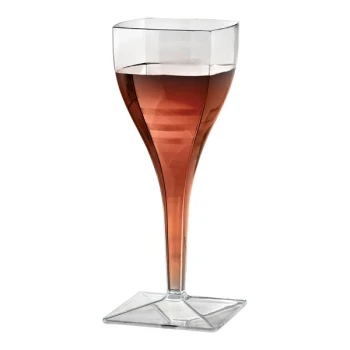 Fineline Solid Squares 8 oz. Clear Plastic Wine Glass - 72/Case
