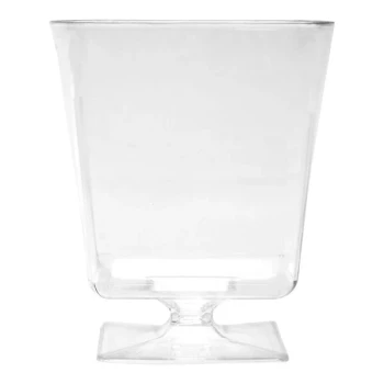 Fineline Solid Squares 8 oz. Clear Plastic Pedestal Wine Glass - 180/Case